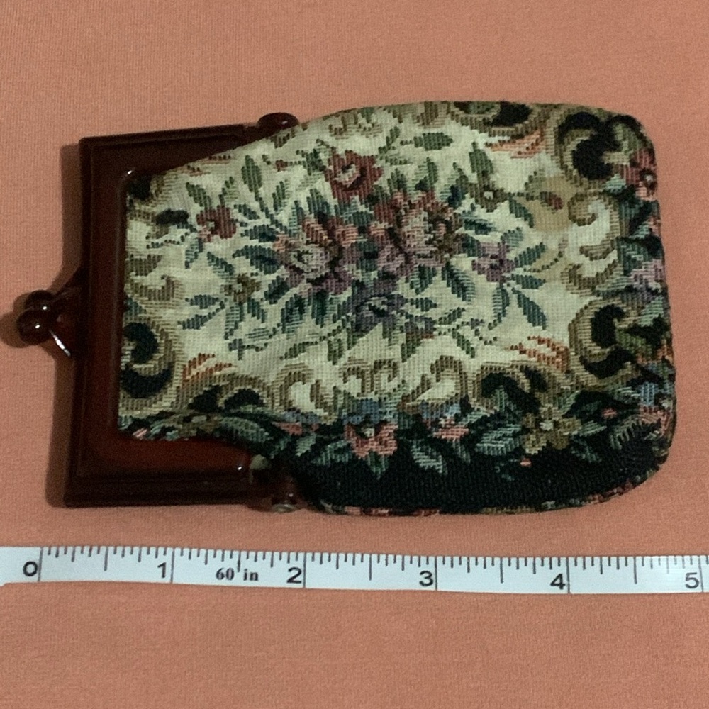 Vintage Tapestry Cloth Kisslock Coin Purse 70s 3”x5” - Picture 4 of 5